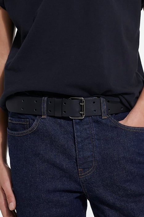 LEATHER BELT WITH DOUBLE PIN BUCKLE BLACK 3