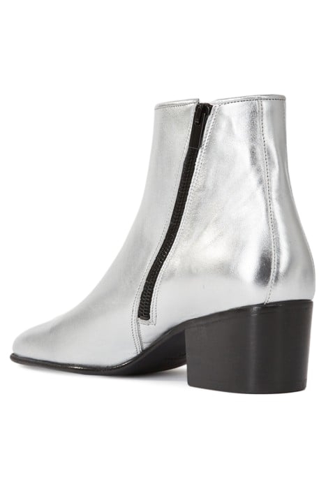 SILVER LEATHER ANKLE BOOTS WITH ZIP SILVER 3