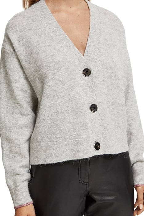 RELAXED FIT FUZZY CARDIGAN LIGHT GREY MELANGE 6