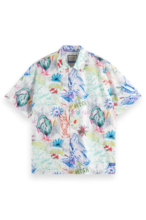 SWAN ALL OVER PRINTED COMPACT POPLIN SHIRT AQUA SWAN 1