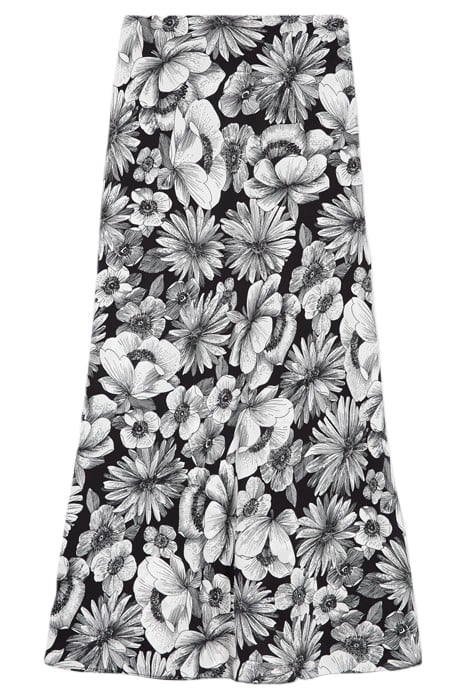 ROMANTIC GARDEN LONG SKIRT BLACK WHITE 3