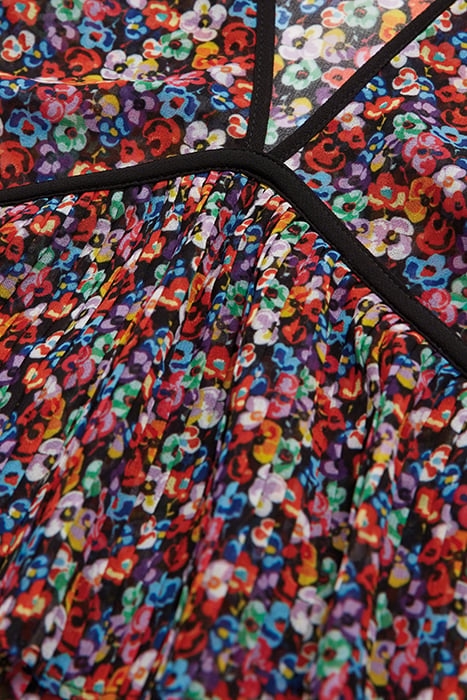 LONG-SLEEVED V-NECK TOP WITH PLEATED RUFFLES MULTICOLOR 2