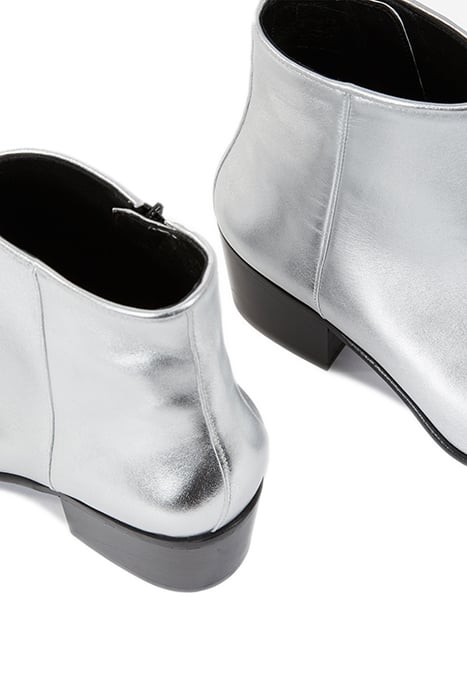 SILVER LEATHER ANKLE BOOTS WITH ZIP SILVER 4