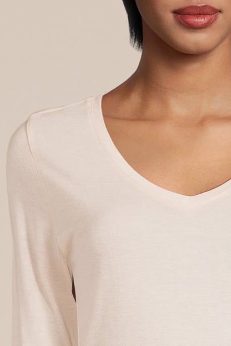 V NECK TOP VISCOSE WOOL JERSEY IVORY 4