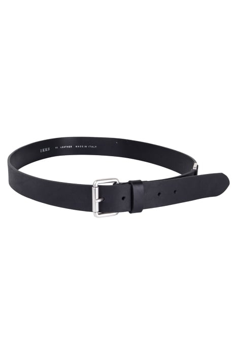 BLACK LEATHER BELT WITH METAL BUCKLE DETAIL BLACK 1