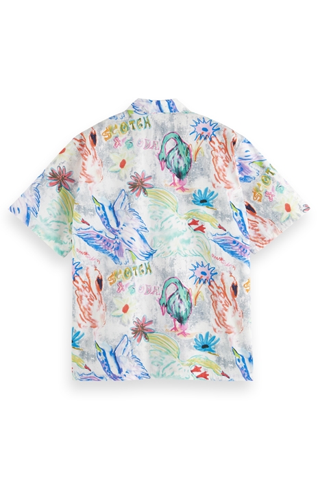 SWAN ALL OVER PRINTED COMPACT POPLIN SHIRT AQUA SWAN 2