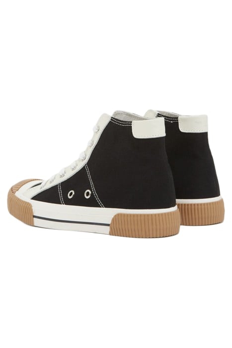 HIGH-TOP CANVAS SNEAKERS WITH LEATHER INSERTS BLACK 7