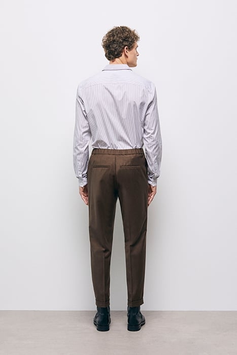SUIT TROUSERS WITH ELASTIC BELT BROWN 2