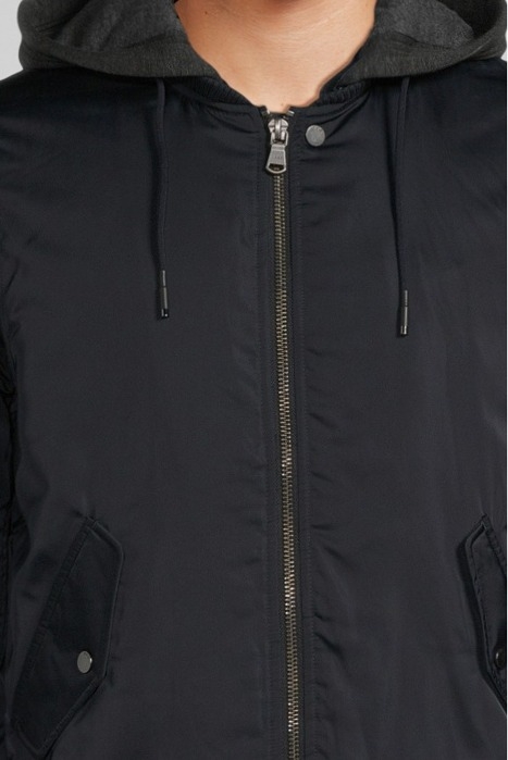 NAVY NYLON BOMBER JACKET WITH DETACHABLE HOOD NAVY 4