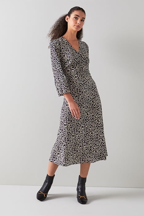 DR GABRIELLE GATHERED BLUE/CREAM 1