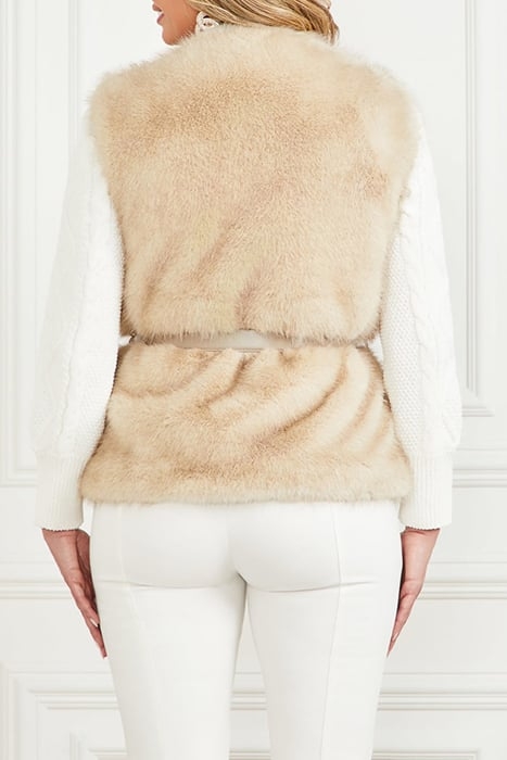 HONEY FAUX FUR VEST FAWN TAUPE 2