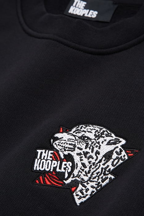 ROUND NECK SWEATSHIRT WITH TIGER CHEST EMBROIDERY BLACK 2