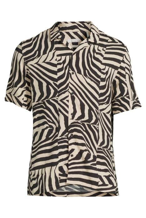 BLACK LENZING™ ECOVERO™ ZEBRA MOTIF REGULAR SHIRT BLACK 3