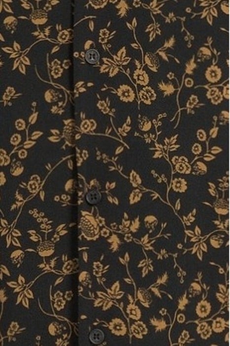 BLACK LENZING™ ECOVERO™ SLIM SHIRT WITH CAPPUCCINO FLOWER MO 5