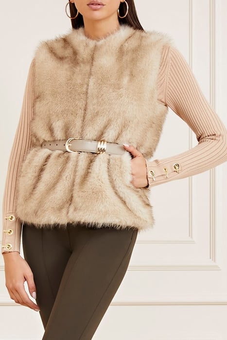 HONEY FAUX FUR VEST FAWN TAUPE 8