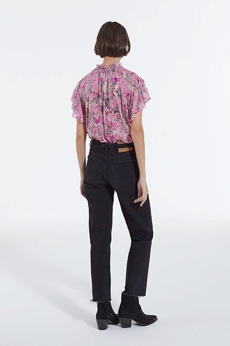 SHORT SLEEVED LACE COLLAR TOP PINK 4