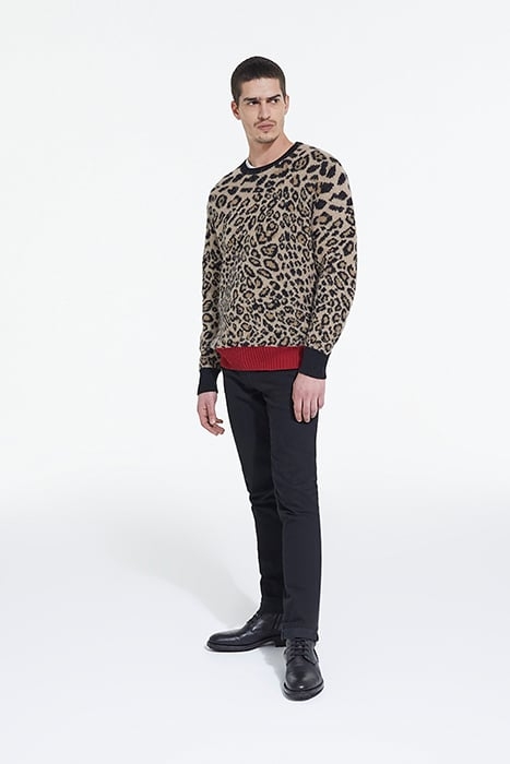 LEOPARD JACQUARD ROUND NECK SWEATER AND CONTRAST RIB LEOPARD 3
