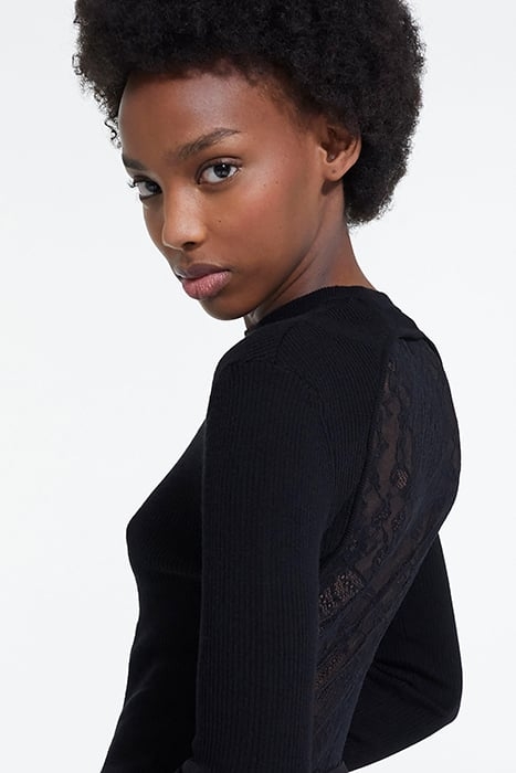 SWEATER WITH SHIFT BACK AND LACE INSERT BLACK 6