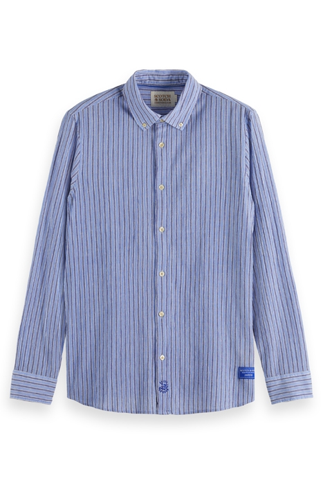 REGULAR FIT CRINKLE STRIPE SHIRT BLUE STRIPE 3