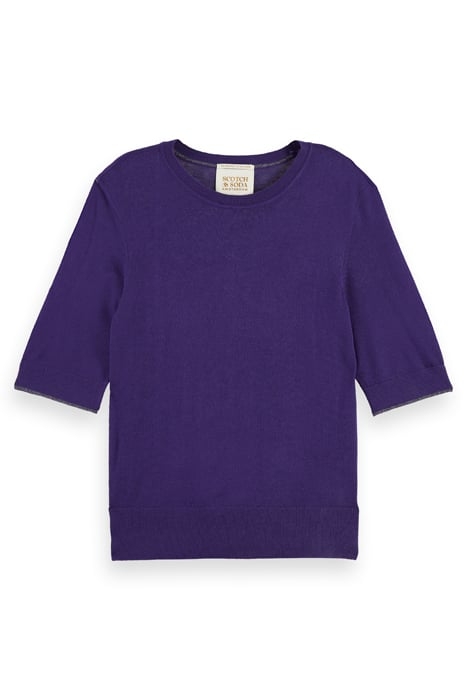SHORT SLEEVED CREW NECK PULLOVER AUBERGINE 1