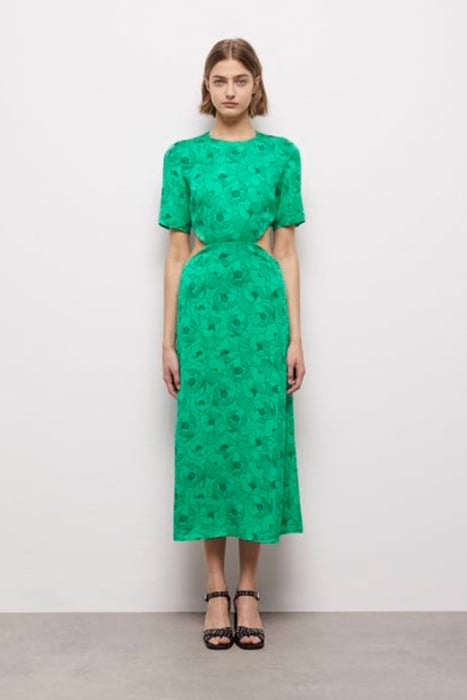 LONG DRESS WITH SHORT SLEEVES WITH BACKLESS GREEN 1