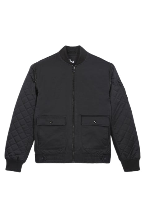 BI MATERIAL SATIN BOMBER WITH REFLECTIVE DETAILS BLACK 1