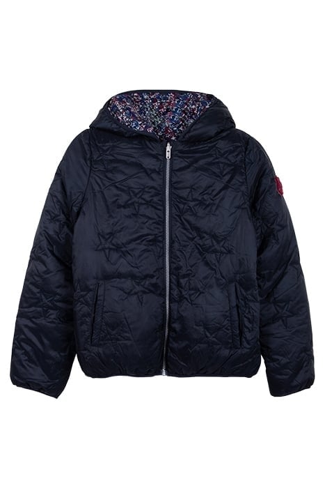 GIRLS' NAVY REVERSIBLE PRINTED/EMBROIDERED PADDED JACKET 1