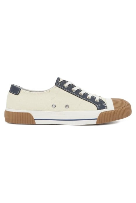 LOW CANVAS SNEAKERS WITH LEATHER INSERTS ECRU 1