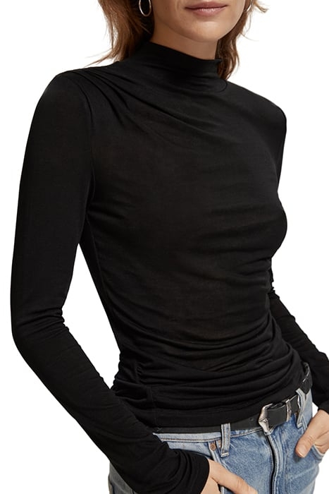 SHOULDER PADDED LONG SLEEVE TOP EVENING BLACK 5