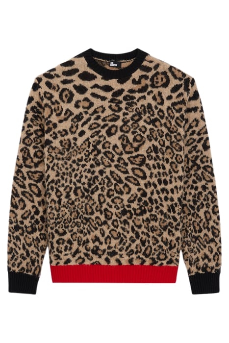 LEOPARD JACQUARD ROUND NECK SWEATER AND CONTRAST RIB LEOPARD 5
