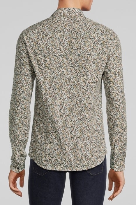 KHAKI MICRO-FLOWER PRINT ORGANIC SLIM SHIRT KHAKI 2