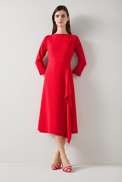 LENA CREPE MIDI DRESS AURORA RED 1