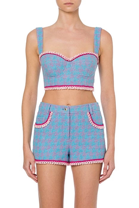 HOUNDSTOOTH COTTON AND NYLON BRALETTE BLUE 1