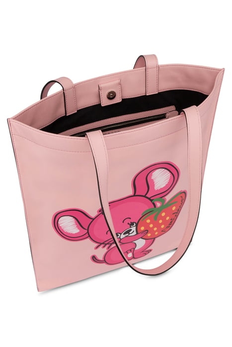 ILLUSTRATED ANIMALS NAPPA SHOPPER PINK 3
