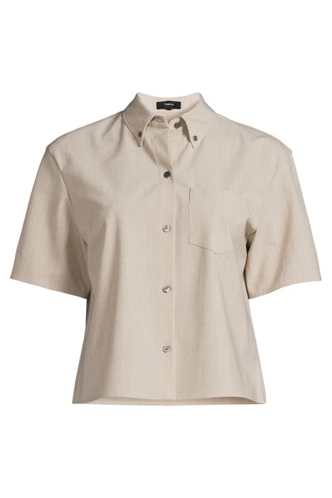 CROPPED SHORT-SLEEVE SHIRT IN GOOD WOOL SAND MELANGE 3