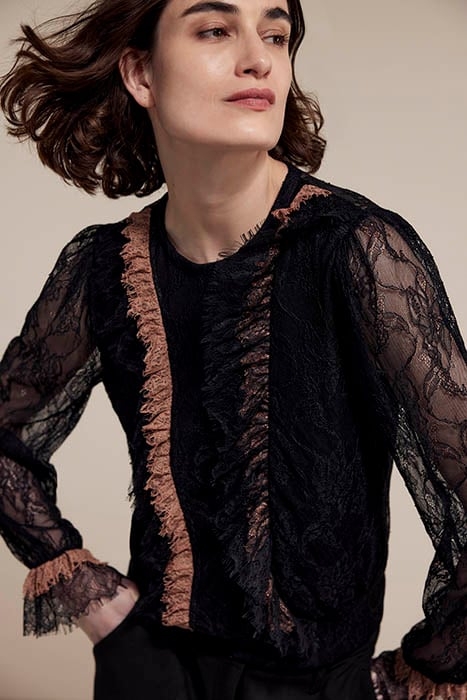JERSEY TOP COLORCOMBO LACE MIX BLACK 6