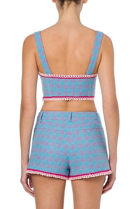 HOUNDSTOOTH COTTON AND NYLON BRALETTE BLUE 2