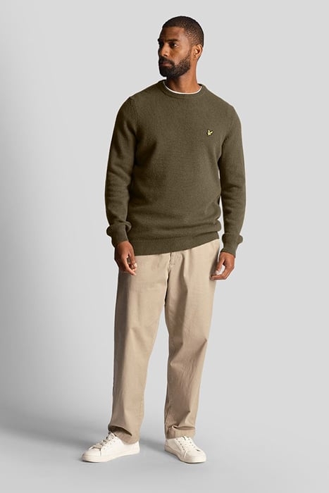 CREW NECK LAMBSWOOL BLEND JUMPER OLIVE 3