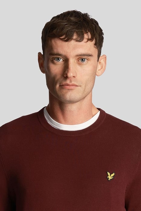 COTTON CREW NECK JUMPER BURGUNDY 5