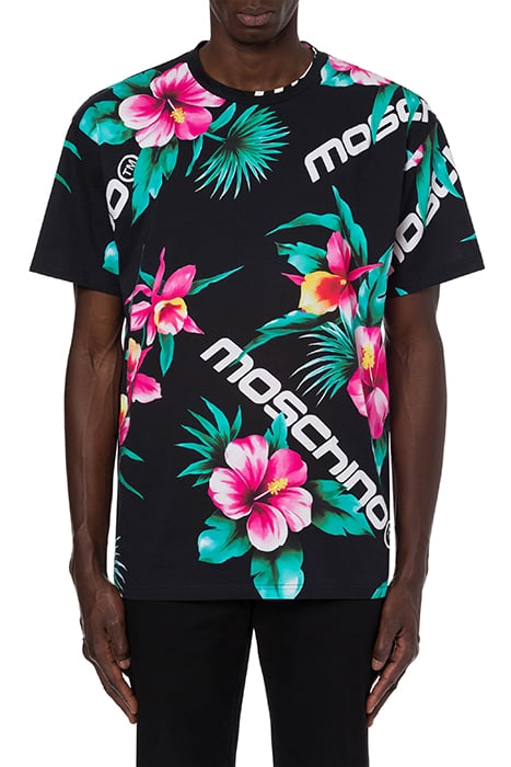 HIBISCUS PRINT JERSEY T-SHIRT BLACK 1