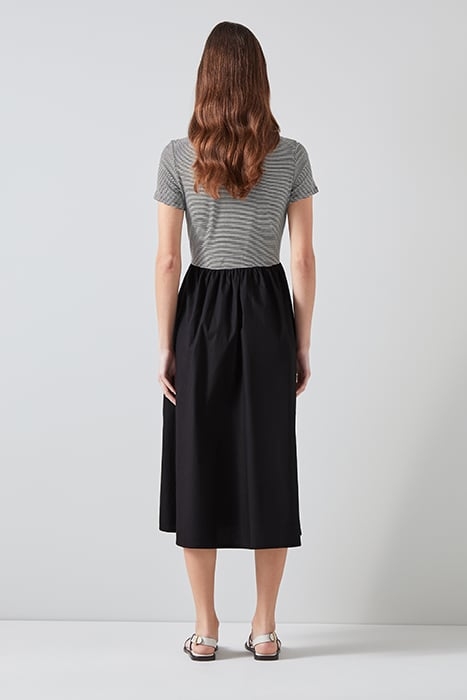 SERINA STRIPED MIDI DRESS BLACK/WHITE 2