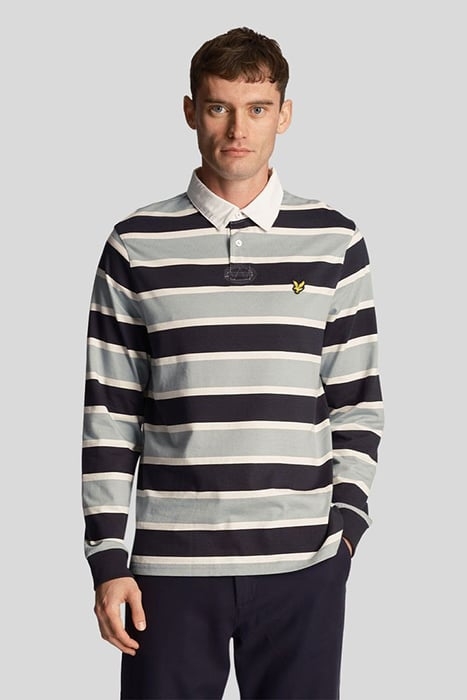 STRIPE RUGBY SHIRT SLATE BLUE 1