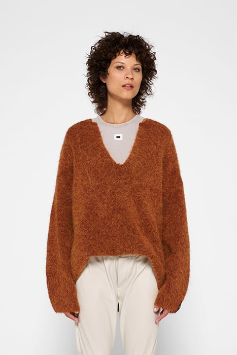 OVERSIZED SWEATER HAIRY KNIT SADDLE BROWN 1