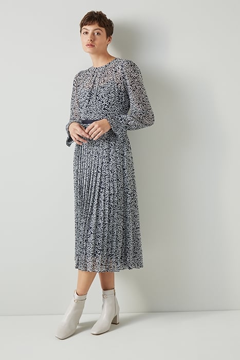 ESTELLE PLEATED MIDI DRESS NAVY MULTICOLOR 3