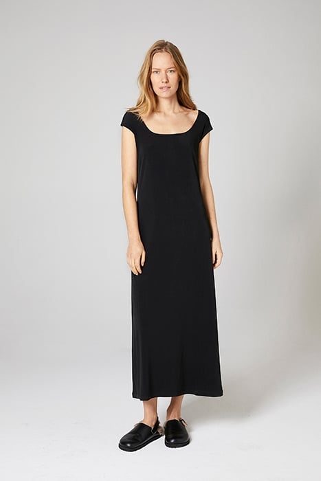 LUXE JERSEY CAP SLEEVE DRESS BLACK 1