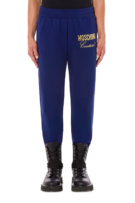 MOSCHINO COUTURE ORGANIC FLEECE JOGGERS BLUE 1