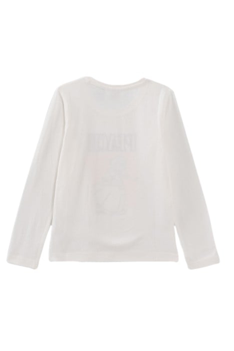 GIRLS’ WHITE PRINCESS PEACH T-SHIRT, GLITTERY PEACH IMAGE WH 1