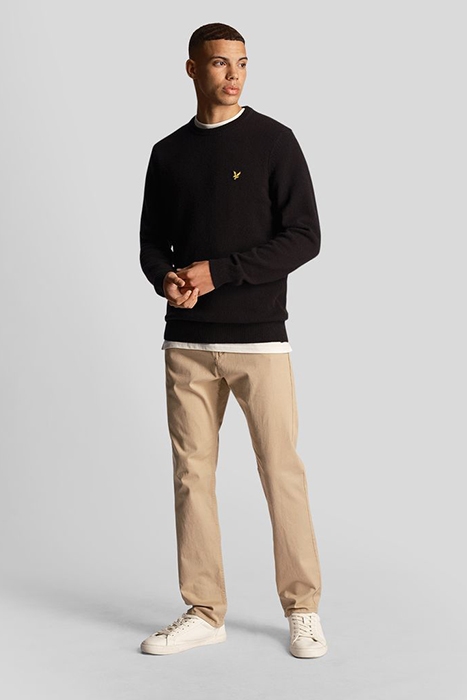 CREW NECK LAMBSWOOL BLEND JUMPER JET BLACK MARL 3