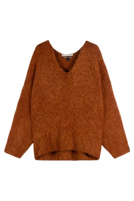 OVERSIZED SWEATER HAIRY KNIT SADDLE BROWN 3