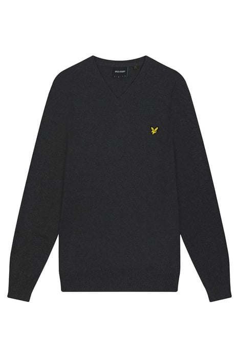 COTTON MERINO V NECK JUMPER CHARCOAL MARL 4